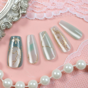 Finished Press-on Nails, Gradient Gold Foil