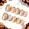 Gold Veined Rhinestone Finished Nail Tips