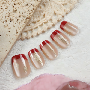 Finished Press-on Nails, Gradient Gold Foil Design