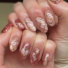 Gold Veined Rhinestone Finished Nail Tips