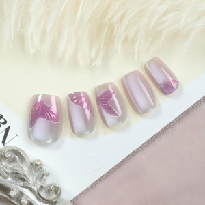 Finished Press-on Nails, Gradient Rhombus Rhinestone Design