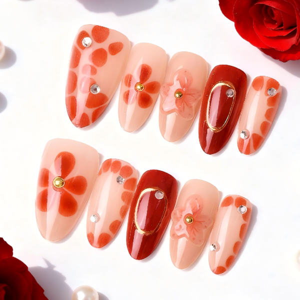 Finished Press-on Nails, Blue Starry Sky Pearl Design