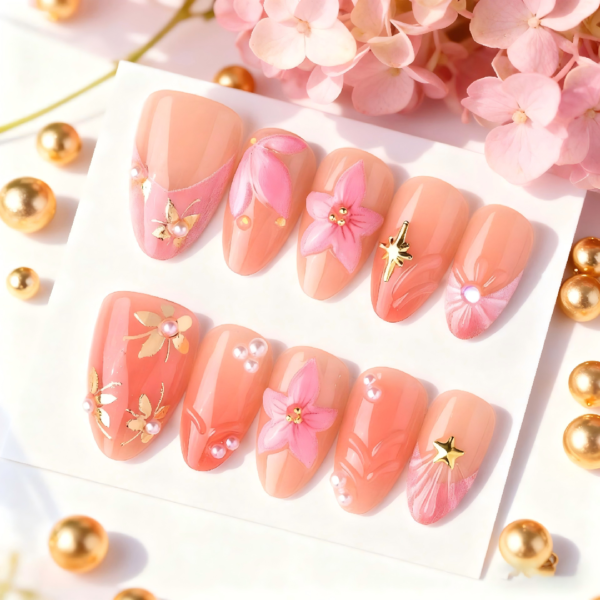 Frosted Press-on Nails with Fairy Vibe