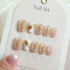 Finished Press-on Nails, Gradient Gold Foil Design