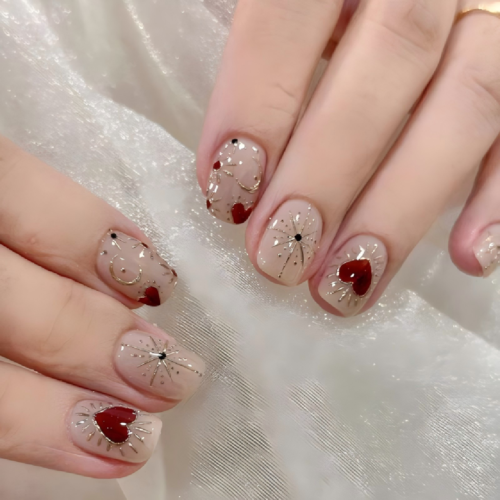 Finished Press-on Nails, Gradient Gold Foil Design