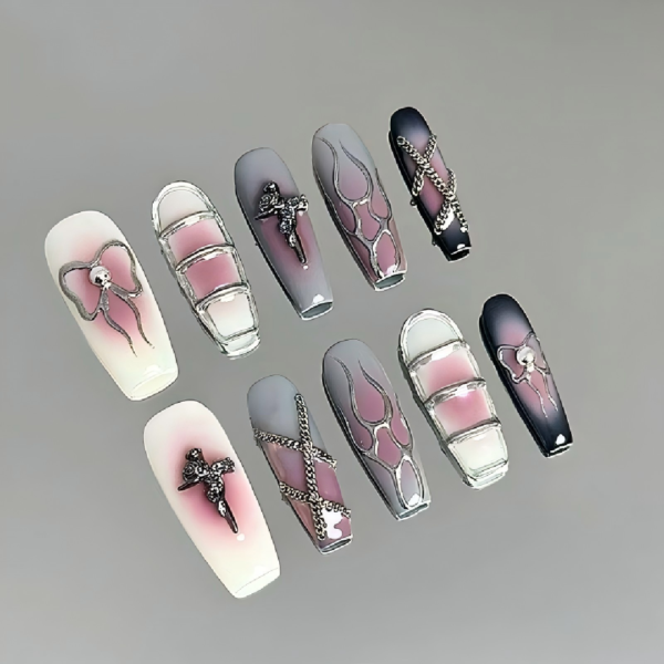 Finished Press-on Nails, Gradient Gold Foil