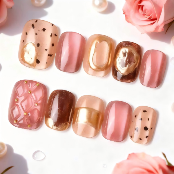 Finished Press-on Nails, Blue Starry Sky Pearl Design