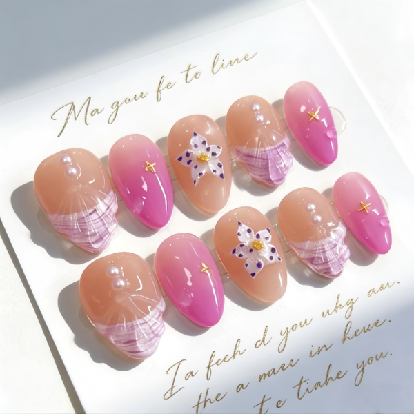 Finished Press-on Nails, Gradient Gold Foil