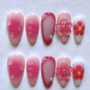 Finished Press-on Nails, Gradient Floral Nail Stickers