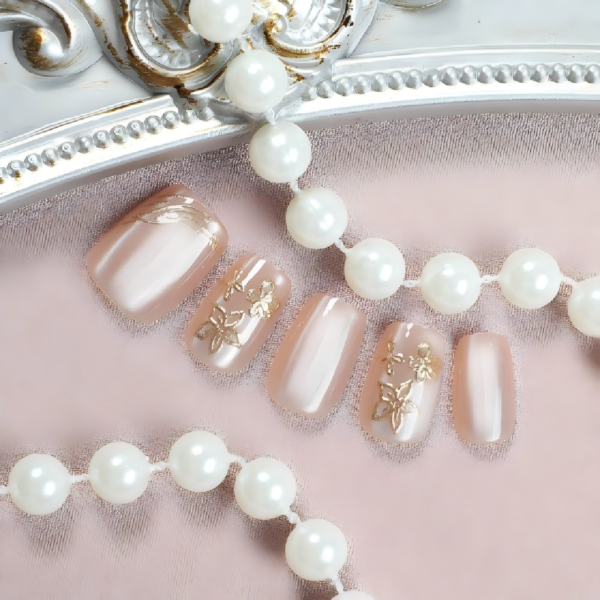 Finished Press-on Nails, Gradient Rhombus Rhinestone Design