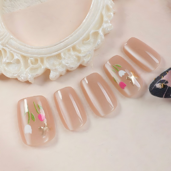 Finished Press-on Nails, Gradient Rhombus Rhinestone Design